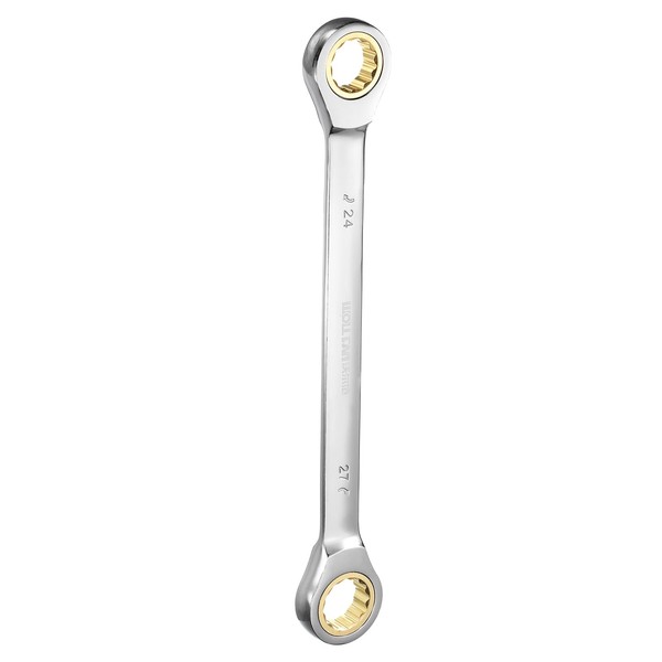 HARFINGTON Double Box End Ratcheting Wrench 24mm-27mm CR-V Steel Metric