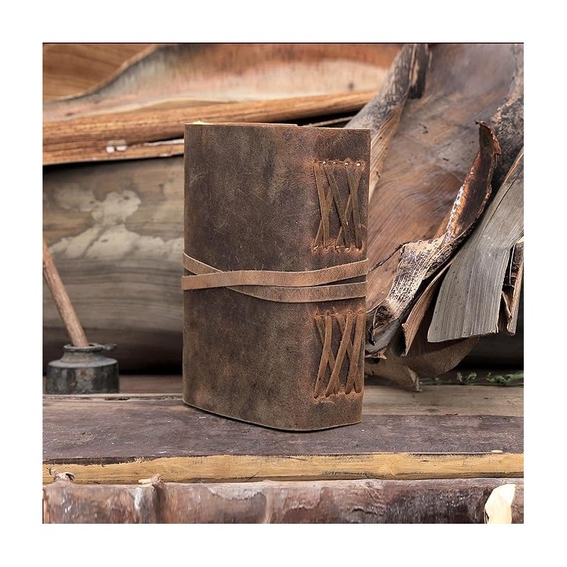 cuero Vintage Leather Journal - Handmade Refillable Leather Bound Notebook