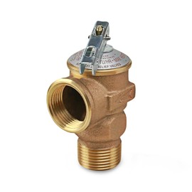 Midline Valve GUHW-QSW256 Pressure Relief Valve for Tankless Water Heater, Forged Brass, 3/4 in. FIP x MIP