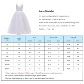 Glamulice V Neck Spaghetti Straps Lace Flower Girl Dress First Communion Kids Birthday Ball Gown Junior Bridesmaid Tulle Maxi Long A Line Pageant Wedding Party Dresses Holiday 11 12 White Photo Shoot