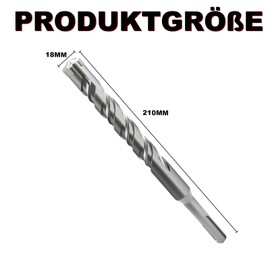 METOTY SDS Plus Drill Bit 18 mm x 210 mm, Masonry Drill, Hammer Drill, Concrete Drill, for Stone, Concrete, Natural Stone, Brick Wall