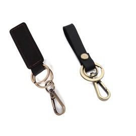 Sjhfsjrf 2 Pack Genuine Leather Keychains for Men & Women - Premium Retro Cowhide Key Fob Holder with Secure Metal Buckle | Durable Car Key Ring Organizer