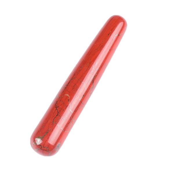 Natural Red Jasper Massage Stick, 4.3 Inch Handmade Crystal Tab,