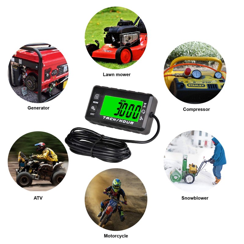 Runleader Digital Self Powered Hour Meter Tachometer,Maintenance Reminder,Alert RPM Reminder,User