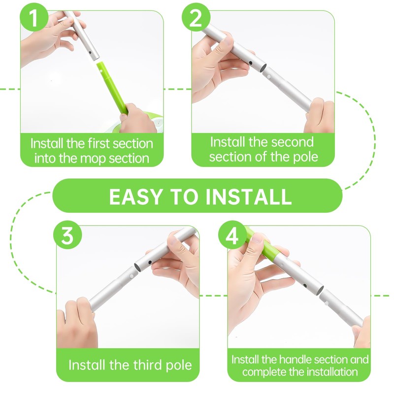 Mop Handle Compatible with Swiffer, Green Extra Long Detachable Mop