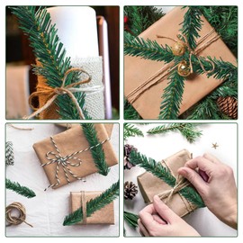 Uieke 50 Pcs Christmas Garland Ties 12Inch Artificial Pine Needles Garland Faux Pine Greenery Stems Twist Wired Tree Branches Wreath Tie for Craft Gift Wrapping Party Supply Christmas Decoration