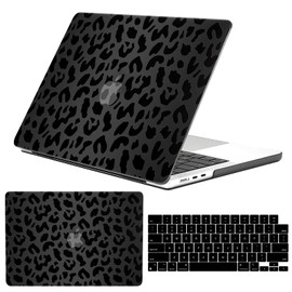 GABraden Compatible with MacBook Air 13.6 inch Case 2022 2024 Release A2681 M2 & A3113 M3 Chip with Liquid Retina Display & Touch ID and Keyboard Protectors,Laptop Hard Shell（Black Leopard Cheetah）