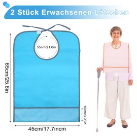 Scettar Pack of 2 Bibs for Adults, Reusable Bibs for Seniors, Washable, Adjustable, Waterproof Bib for Seniors Adults, pink