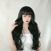 Long Curly Wavy Wig with Bangs Women Fashionable Synthetic Heat