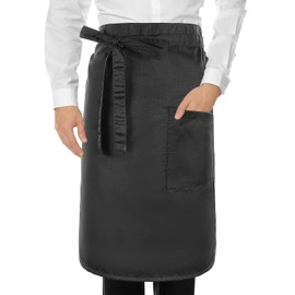 MBAIYO Apron with Pocket, Cooking Apron Waiter's Apron Adjustable Short Aprons 68 x 54 cm Bistro Apron Waist Apron Black Half Apron for Women Men Cooking Kitchen Baking Restaurant Cafe, black