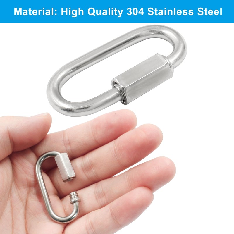 Qjaiune 6Pcs Quick Links 5/32 Inch 304 Stainless Steel D