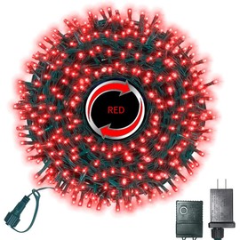 LAMPHOME 1000 LED Christmas Lights Plug in, 81FT Firecracker String Lights Outdoor Waterproof with Remote, 8 Modes Cluster Lights for Christmas Tree Decoration Wreath Bedroom (RED)