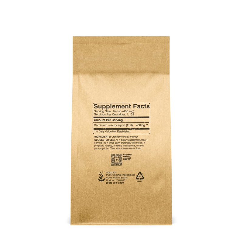 PURE ORIGINAL INGREDIENTS PURE ORIGINAL INGREDIENTS Cranberry Extract Non-GMO, Herbal
