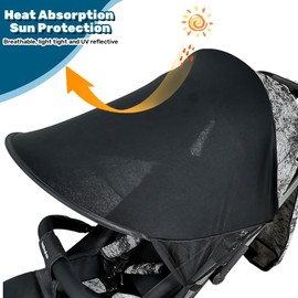 HALOULENI Pram Sun Shade Cover Baby Sunshade UPF 50 + Adjustable Sun Shade Canopy Breathable Pram Sun Shade for Pushchair Stroller Buggy Pram