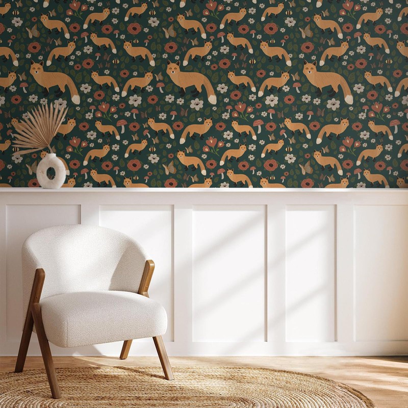 VEELIKE Woodland Butterflies Fox Wallpaper Peel and Stick Fairy Forest