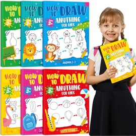 6 Pcs How to Draw Books Set Drawings of Animals Cute Stuff Busy Books Drawing Art Supplies Birthday Gift Step by Step Learn to Draw Sketchbook for Airplane Travel Road Trip Car Activities 10 x 7 Inch