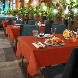 sancua 6 Pack Rust Tablecloth 60 x 102 Inch, Rectangle Thanksgiving Table Cloth for 6 Feet Tables - Stain and Wrinkle Resistant Washable Polyester Table Cover for Dining Tables, Parties and Camping