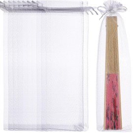 Gadpiparty 50 Pcs Bolsas De Personalizadas Funda Para Ventilador De Mano Bolsas Organza Blanca Largas Organza Bolso Abanico Plegable Niño Bolsa Embalaje Cordón