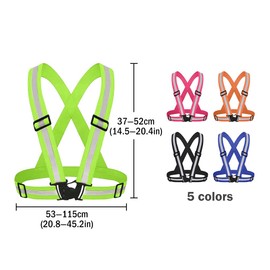 Kellegour 5 Pack Reflective Vest Running Gear,Reflective Running Vest Gear,Straps Night Walking Vest,Reflective Straps Safety Vest Adjustable for Night Cycling,Hiking,Jogging,Dog Walking(5 Color)