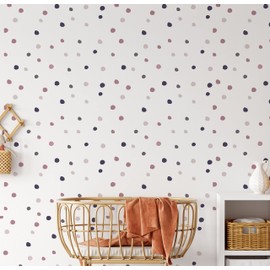 QuoteMyWall 150 Mixed Purple Pink Pastel Polka Dots Wall Stickers Blobs Wall Decor for Childrens Bedrooms Girls Decals