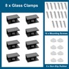 AWEN 8Pcs Square Adjustable Frameless Glass Shelf Bracket Holder, Black