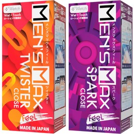 Men's Max Feel Non-Piercing Model, Set of 2 (Twister & Spark), Washable and Reusable, Formulated with "Plus Wetch" that Moisturizes with Water, No Lotion, 0.2 fl oz (7 ml)