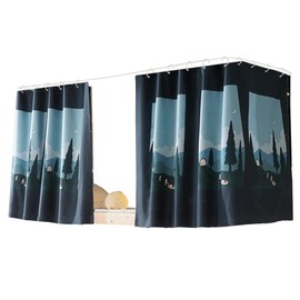 Mocarly Dorm Buttom Bunk Bed Curtains Tents Drapes Dustproof Blackout Underbed Cloth Bed Privacy Curtains 2 Panels (Mountain 2 Panels, 45.3 x 78.7 in)
