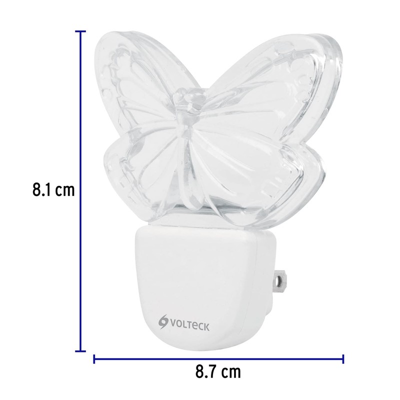 Volteck LUZ-09, Luz de noche LED mariposa, policarbonato y poliestireno,