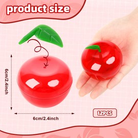 Jansun 12 Pcs Plastic Apples Containers Teacher Gifts Bulk Red Clear Apples Container Apples Decorations for Back To School Candy Holder Rosh Hashanah Christmas Party Favor