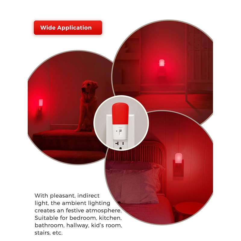LOHAS Red Night Light Plug in, Dimmable Light LED Night
