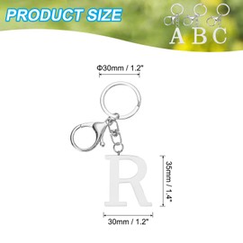 [PATIKIL] Initial Letter Key Chain Alphabet Key Ring Cute Metal Alphabet Key Ring for Key Handbag Backpack Silver(R)