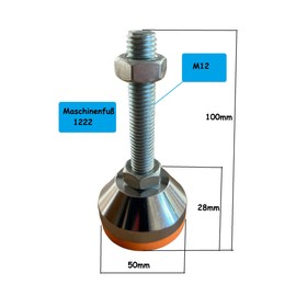 Heavy Duty Machine Foot - Height Adjustable - Vibration Damping - Available in Various Sizes (50 x 90 mm (M12))