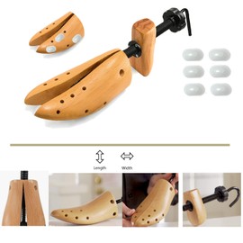 OPATER 2PCS Professional Wood Shoe Stretcher Women Adjustable Width and Length Shoe Stretcher Men Widener Expander (Wood, Women size 6-11,Men's 5-9.5)