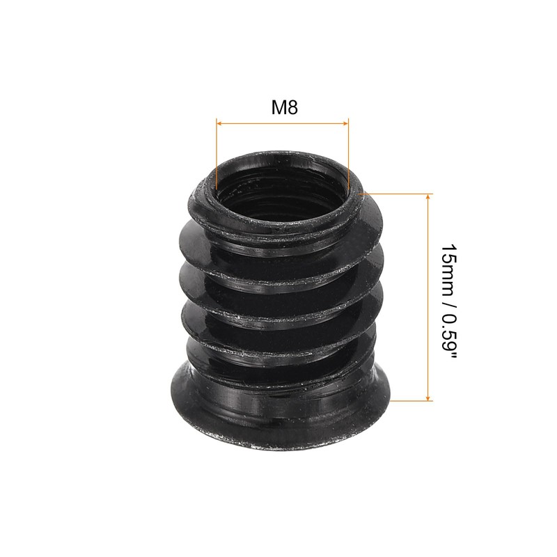 sourcing map 50Pcs Threaded Inserts, M8-1.25x15 Zinc Plated Carbon Steel