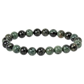 Eledoro PowerBead, Women’s Stretch Bead Bracelet, Made of 8 mm Gemstone Beads, 17 - 18 cm, gemstone, Green