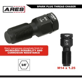 ARES 10103 – M14 x 1.25 Spark Plug Thread Chaser Tool – Premium Heat Treated Carbon Steel Thread Chaser – 5/8-Inch Hex Head with 3/8-Inch Square Drive Design for Superior Versatility