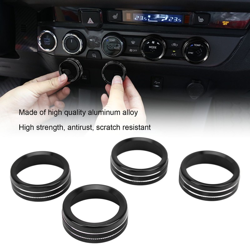4pcs AC Switch Ring Aluminium Alloy Stylish Rustproof Center Console