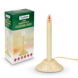 Tupkee Christmas Candolier Window Candle – with Flickering Bulb – Single Indoor - Flameless Electric Window Candle Candelabra