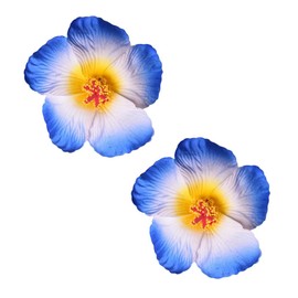 Koolgil Women's Hawaiian Flower Hair Clips Plumeria Hibiscus Hair Clips 3.5 Inch Artificial Flower Hair Barrettes Hair Accessories for Vacation Beach Party (Blue White)
