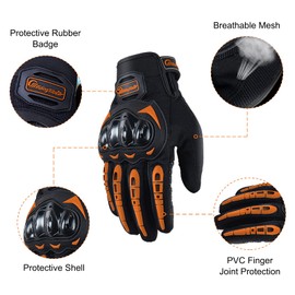 hifrom Motorcycle Gloves Men Women Children, Breathable Touch Screen Cycling Gloves, Sports Gloves for Motorcycle, Cycling, Camping, Scooter (Orange, XXL)