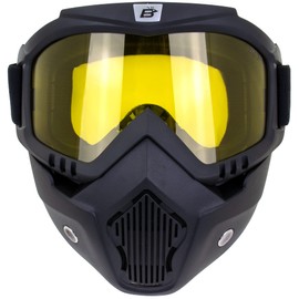 Birdz Eyewear Skylark Motorcycle Goggles with Removable Face Mask Black Frame Riding Glasses for Motorcyclists