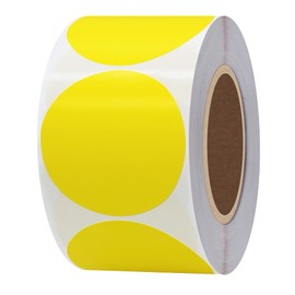 Hybsk 2 inch Circle Color Direct Thermal Labels for Barcodes, Name Tag, DIY Design, Inventory– Compatible with Zebra, Rollo, Munbyn and More-750 pcs（2 inch,Yellow）