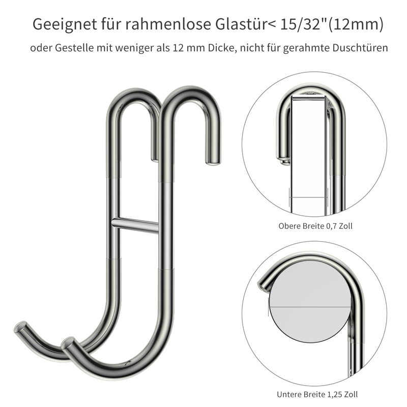 COFTCLMOMT Pack of 3 Shower Hooks, Shower Door Hooks, Towel