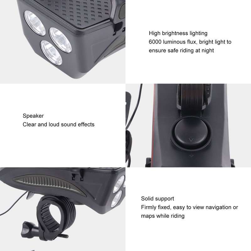 Bicycle Light Multifunctional Bike Phone Stand Headlight Speakers Kit for