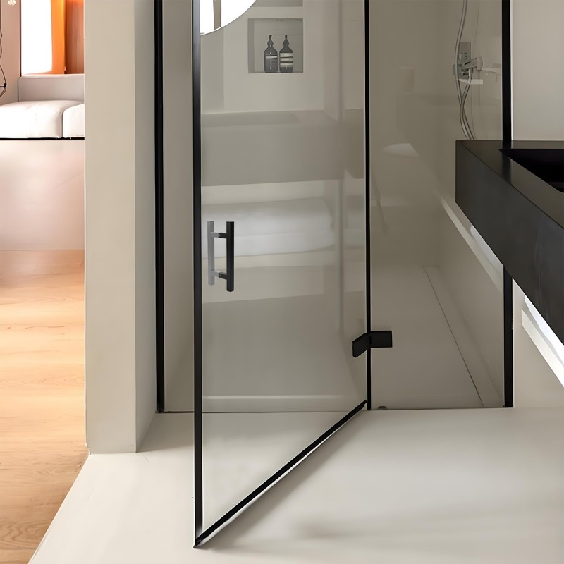Rackickyer Back to Back Ladder Shape Frameless Glass Shower Door