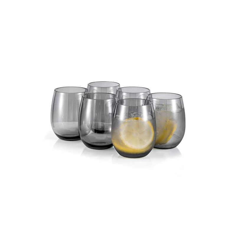 KX-WARE Unbreakable 18-ounce Acrylic Stemless Wine Glasses All Purpose Plastic