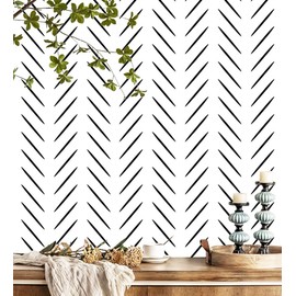 Yun-aeon Black and White Herringbone Peel and Stick Wallpaper 17.5" X 160" Modern Contact Paper Geometric Removable Wallpaper Self Adhesive Wall Paper for Bedroom Drawers Cabinets Decor Vinyl