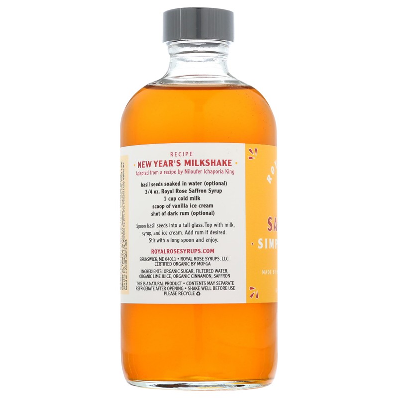 ROYAL ROSE Organic Simple Saffron Syrup, 8 FZ