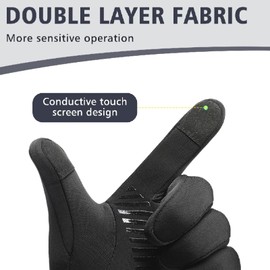 Kfnire Thermal Gloves for Men Women Touch Screen Gloves Windproof Water Resistant Suitable for Outdoor Activities such as Cycling Running Skiing (Black,M)