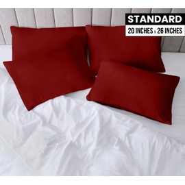Utopia Bedding Standard Pillow Cases - 4 Pack - Envelope Closure - Soft Brushed Microfiber Fabric - Shrinkage and Fade Resistant Pillow Covers Standard Size 20 X 26 Inches (Standard, Red)